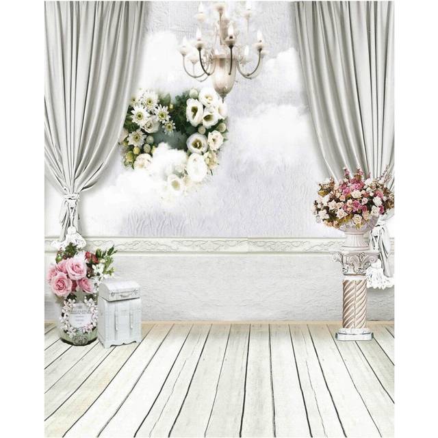 5x7FT White Curtain Backdrop Studio Flower Photo Photography Floor Background