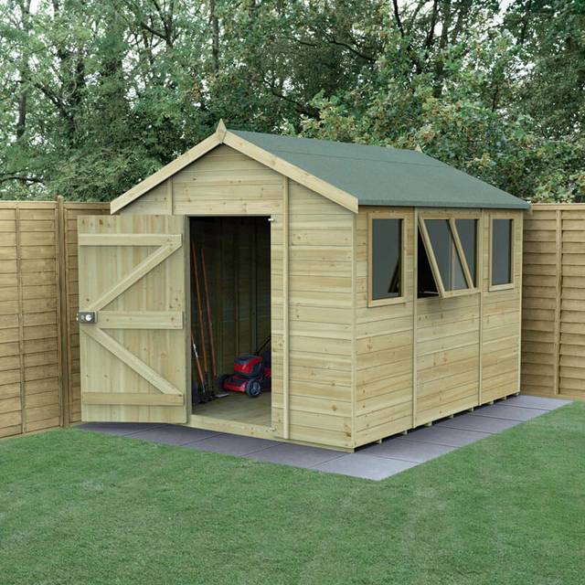 10' x 8' Forest Timberdale 25yr Guarantee Tongue & Groove Pressure Treated Apex Shed â“ 4 Windows (3.06m x 2.52m)