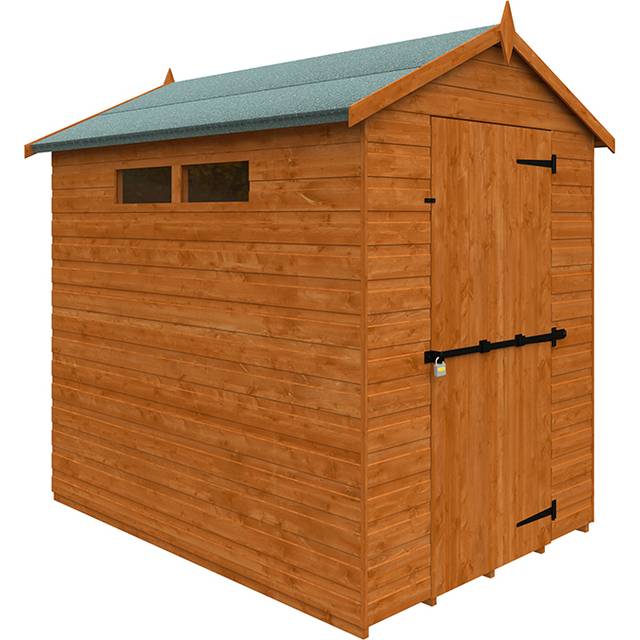 7 x 5 Feet Security Apex 12mm Shed - Solid Wood/Softwood/Pine - L205 x W145 x H210.9 cm - Burnt Orange