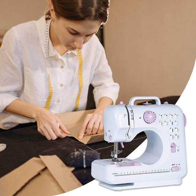 Electric Small Sewing Machine with Foot Pedal 12 Stitches Adjustable Speeds Sewing Machine for US Plug