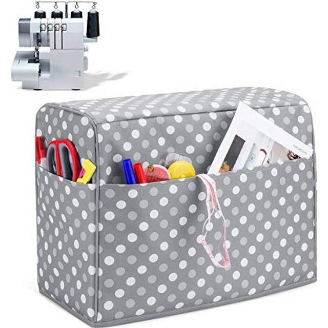 Dust Cover for Overlocker Machine, Overlocker Sewing Machine Dust Cover with Storage Pockets for Extra Accessories (Fit for Most Standard Overlockers)