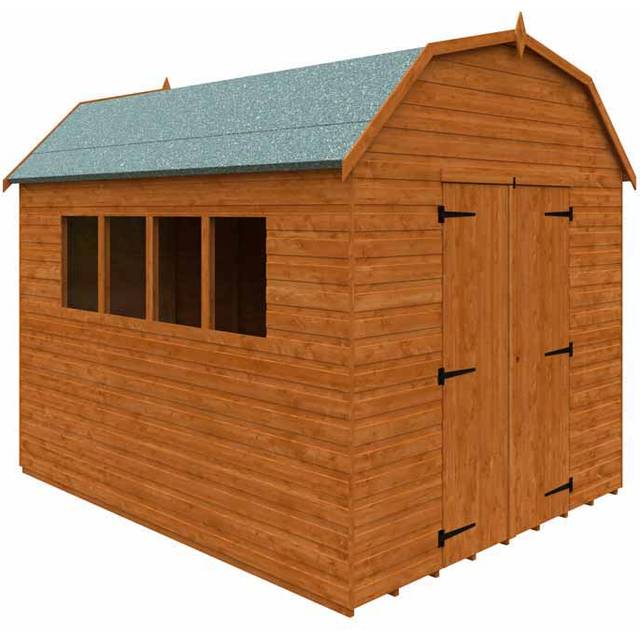 10 x 8 Feet Barn 12mm Shed - Solid Wood/Softwood/Pine - L295 x W235 x H261.3 cm - Burnt Orange