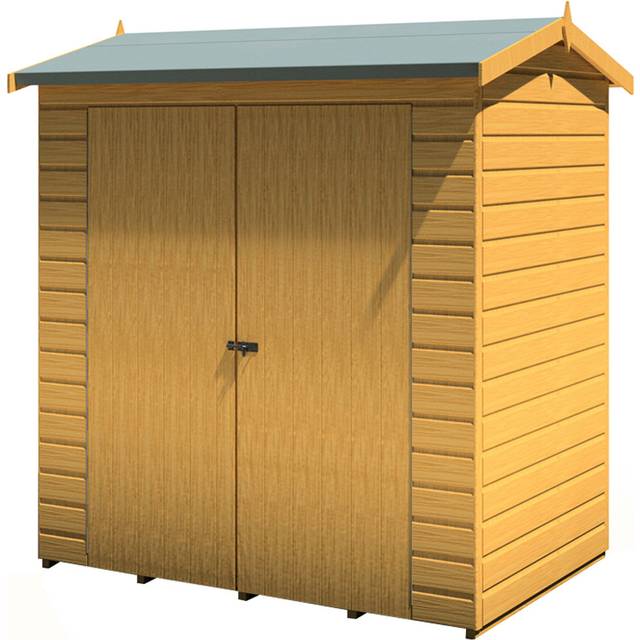 Shire Lewis 4 ft x 6 ft Reverse Apex Style Handmade Garden Shed, Brown