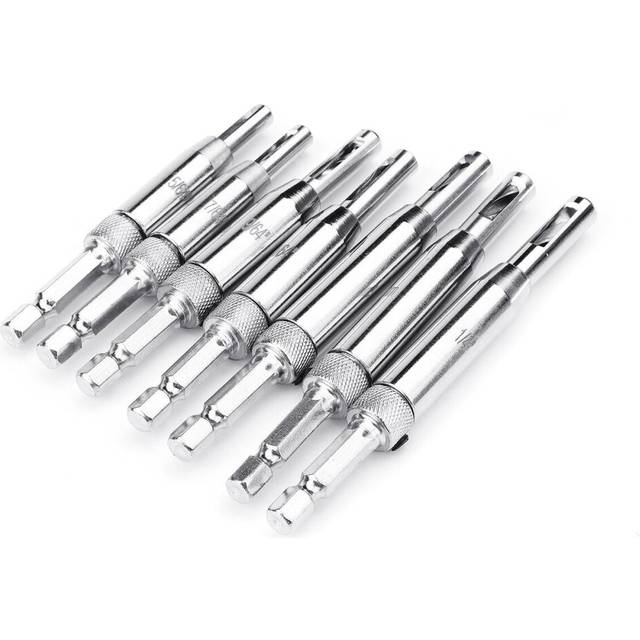 7pcs 1/4 Inch Hex Shank Self Centering Door Lock Cabinet Hinge Drill Bits Set Pilot Hole Saw Tool