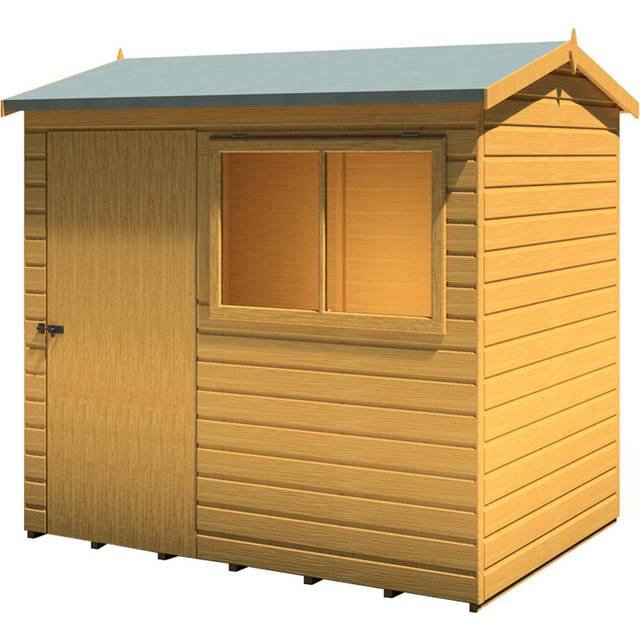 Shire Lewis 7 ft x 5 ft Reverse Apex Style Handmade Garden Shed Style D, Brown