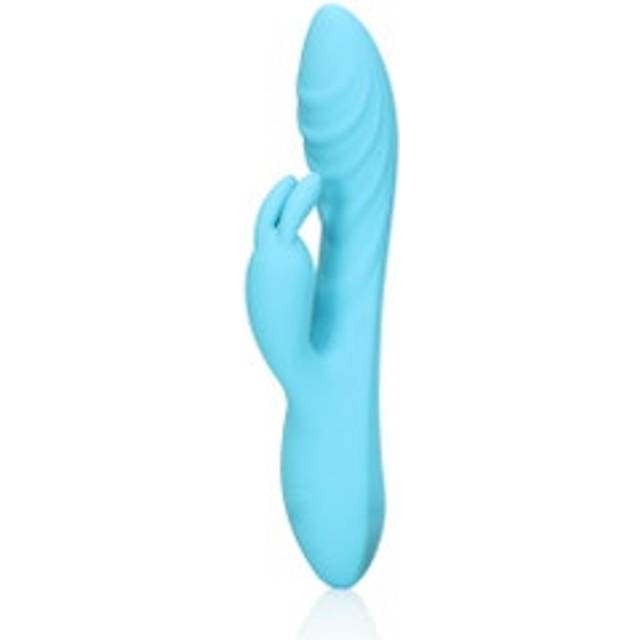 Shots Ribbed Ultra Soft Silicone Rabbit Vibrator Glacial Blue