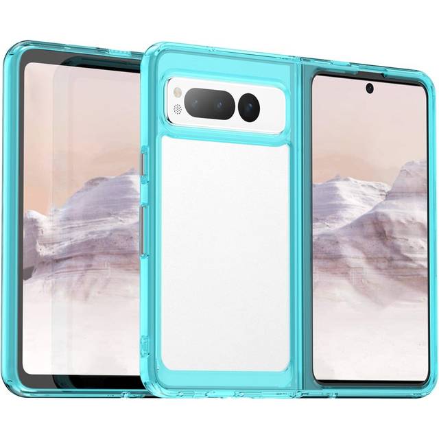 Google Pixel Fold Hybrid Plastskal - Genomskinlig / Turkos