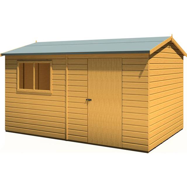 Shire Lewis 12 x 8ft Style C Reverse Apex Shed - Shire Garden Buildings - Brown - 8 x 12ft