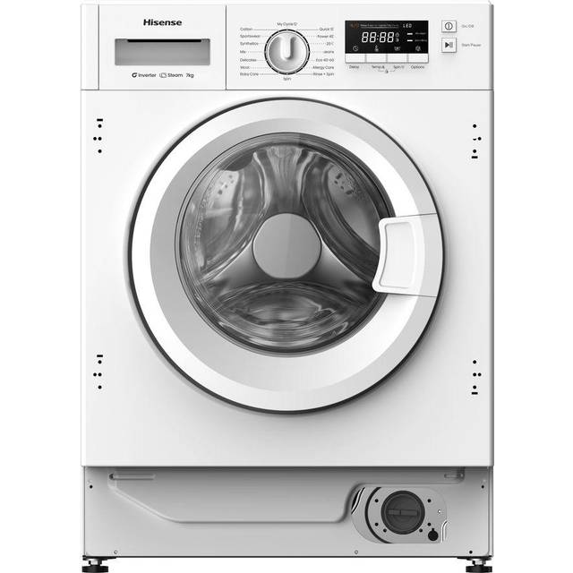 Hisense WF3M741BWI 7kg Integrated Washing Machine, 1300rpm, White, A Rated