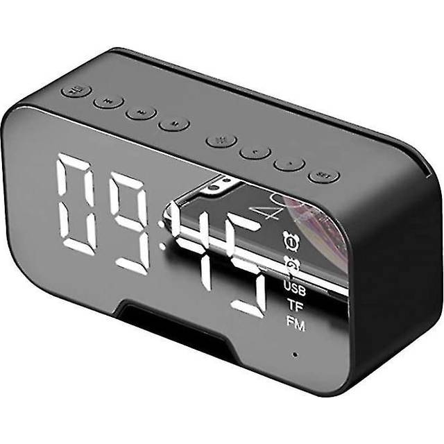 Digital LED väckarklocka med Radio, Bluetooth, högtalare, temperaturmätare - Svart