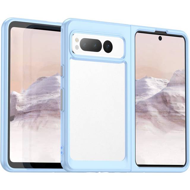 Google Pixel Fold Hybrid Plastskal - Genomskinlig / Blå