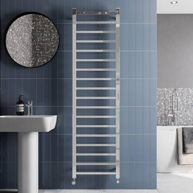 Solaro Square Bar Heated Towel Radiator Chrome - 1800 x 500mm