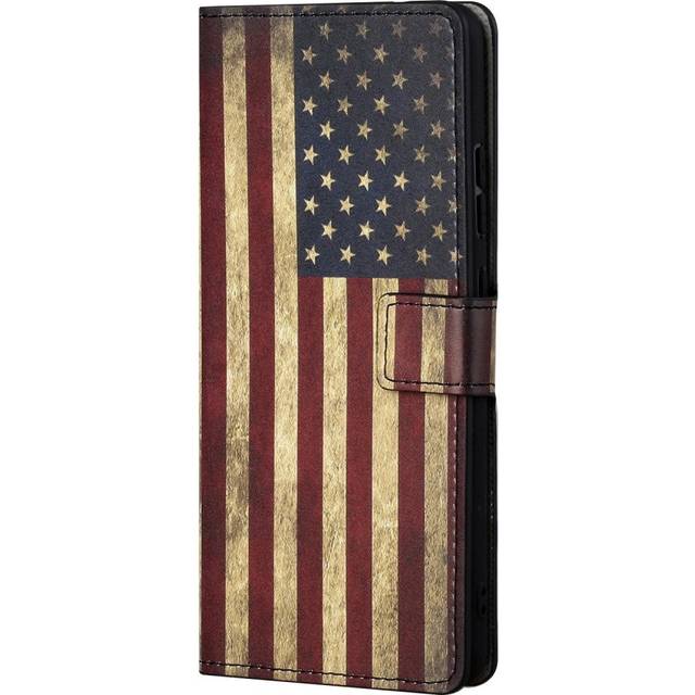 Google Pixel 7A Læder Flip Cover m. Pung & Ståfunktion - Amerikansk Flag