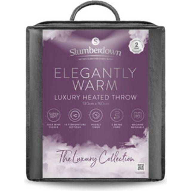 Slumberdown Elegantly Warm Heated Throw – Large Electric Blanket for Beds, Sofas & Settees, Soft Fleece with 10 Heat Settings & Adjustable Timer – Cos - Dark Charcoal (160cm W X 130cm L)