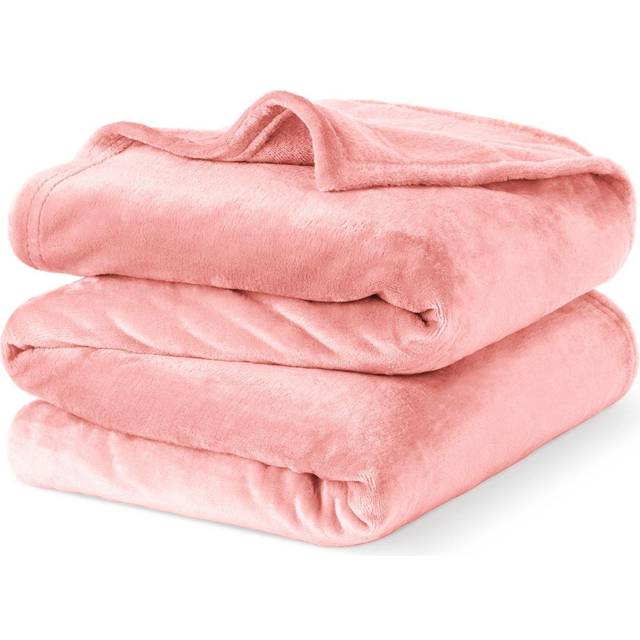 (KING, BLUSH PINK) LIVIVO Soft Flannel Fleece Blanket - Warm Microfiber Throw