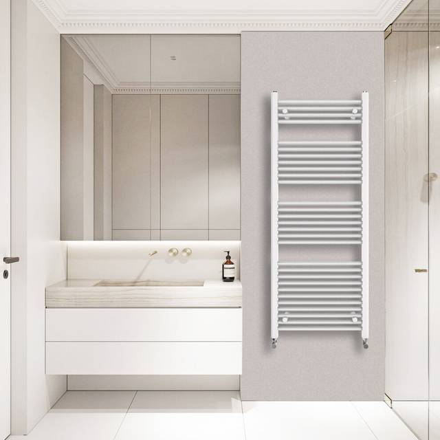 (1500x600mm) Warmehaus Straight Heated Towel Rail Central Heating for Bathroom Kitchen Radiator Ladder White