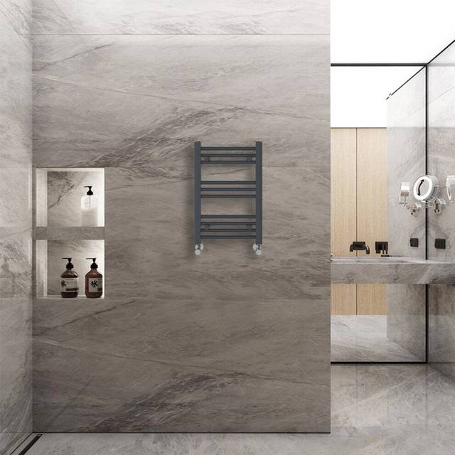 (600x400mm) Warmehaus Straight Heated Towel Rail Central Heating for Bathroom Kitchen Radiator Ladder Anthracite Grey