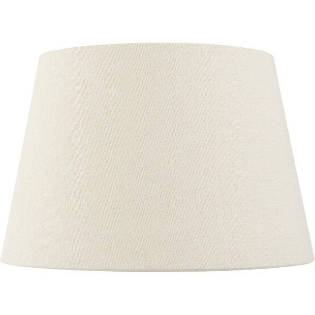 "8"" Inch Round Tapered Drum Lamp Shade Ivory Linen Fabric Cover Simple Elegant"