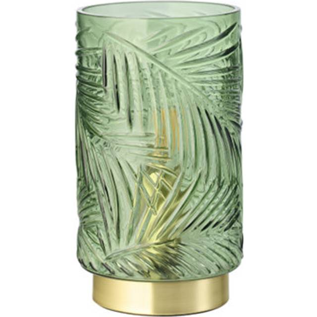 Modern Palm Tree Glass Table Lamp with Satin Metal Base - Light Green - One Size
