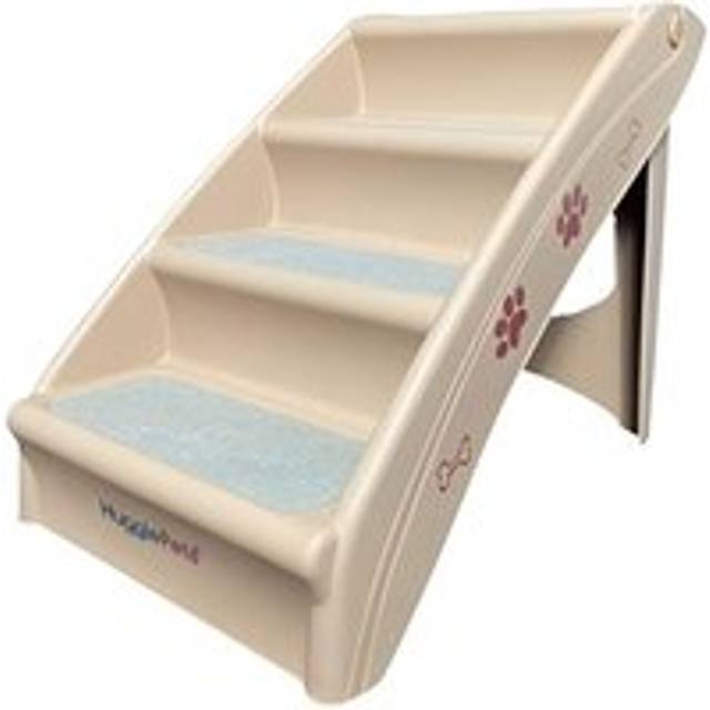 HugglePets Beige Plastic Pet Stairs with Carpet - Cream - 62 x 40 x 50cm
