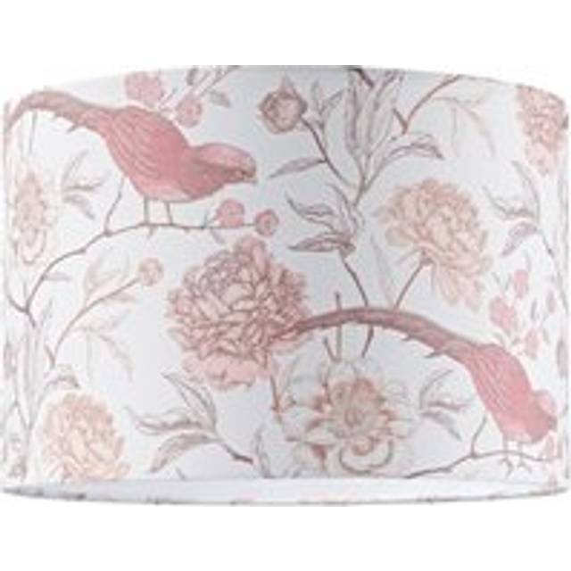 30cm Cotton Drum Lamp Shade - Pink;Cream (20cm H X 30cm W X 30cm D)