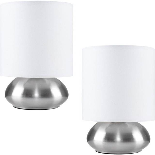 Pair of Silver Table Lamp Touch On/Off Dimmable