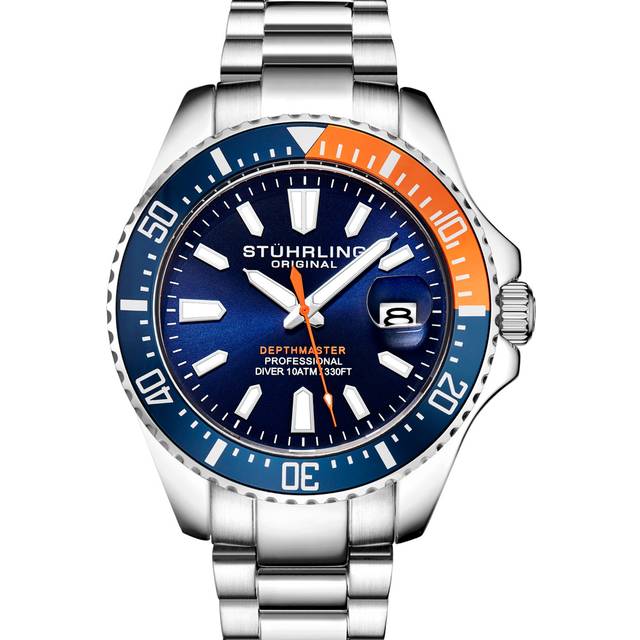 Stührling Depthmaster 3950A.12 - Herr - 42 mm - Analogt - Quartz - Mineralglas - Blue (22 mm)