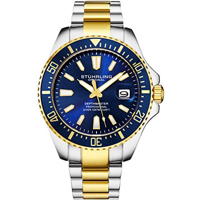 Stührling Depthmaster 3950A.5 - Herr - 42 mm - Analogt - Quartz - Mineralglas - Blue (22 mm)