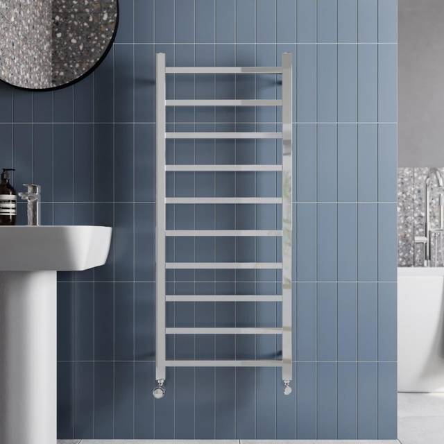 Solaro Square Bar Heated Towel Radiator Chrome - 1200 x 500mm