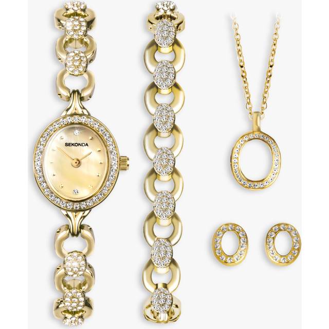 Sekonda 49020 Gold Plated Bracelet, Necklace, Earrings And Watch Gift Set - W32302