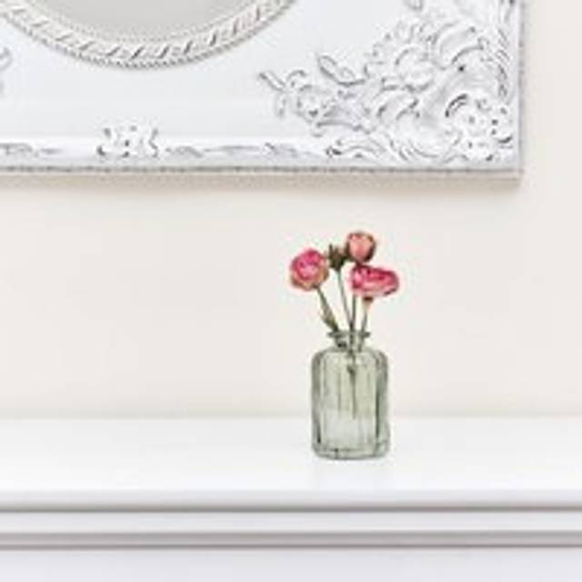 Green Ribbed Glass Bottle Vase