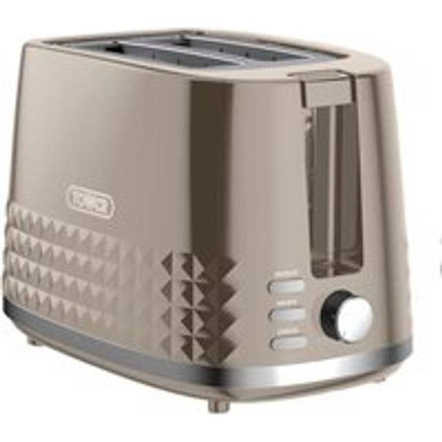 Tower T20082MSH 2 Slice Toaster, Solitaire Range in Latte and Chrome Accents