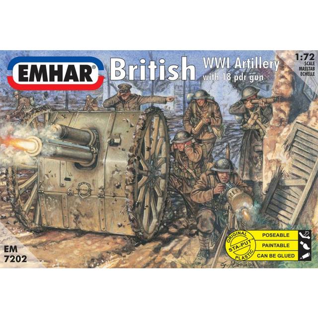 Emhar Models EM7202 British WWI Artillery Model Building Kit with 18PDR Gun