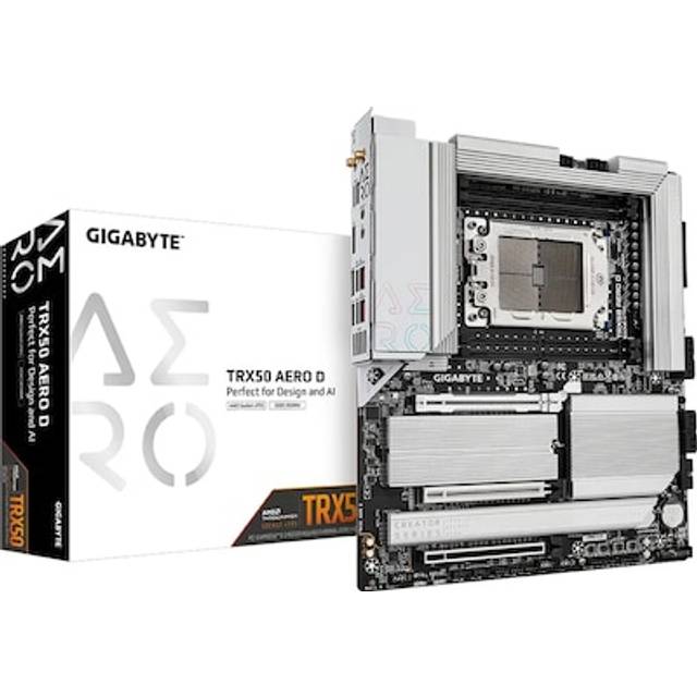 GIGABYTE TRX50 AERO D Motherboard - Supports AMD Ryzen PRO 7000 CPUs, 16+8+4 Phases Digital VRM, up to 7800MHz DDR5 (OC), 4xPCIe 4.0 M.2, Wi-Fi 7, 2.5GbE LAN, USB 3.2 Gen 2