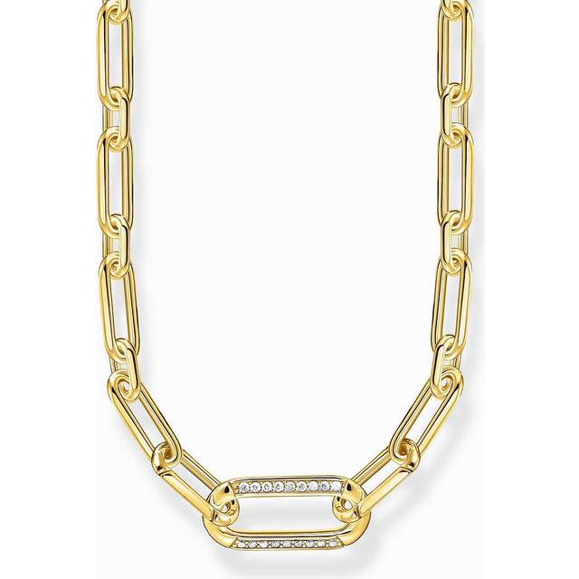 Thomas Sabo Yellow-gold plated link necklace with anchor element and zirconia white KE2110-414-14-L45V - yellow gold-coloured/white - 45 cm