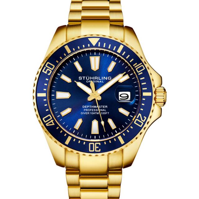 Stührling Depthmaster 3950A.8 - Herr - 42 mm - Analogt - Quartz - Safirglas - Blue (22 mm)