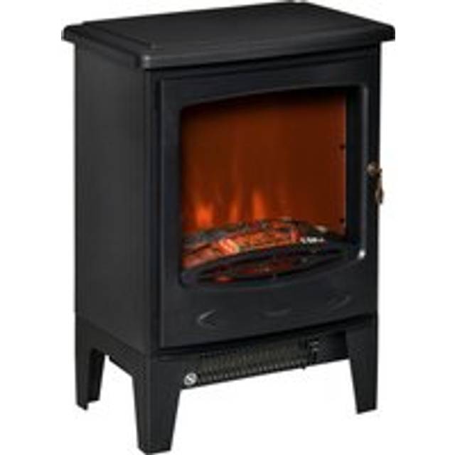HOMCOM Electric Fireplace Stove, Free standing Fireplace Heater with Realistic Flame Effect, Overheat Safety Protection, 900W/1800W, Black