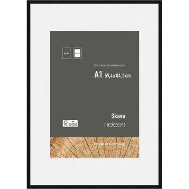 Nielsen Skava A1 Black Wooden Picture Frame With A2 Mount, Black
