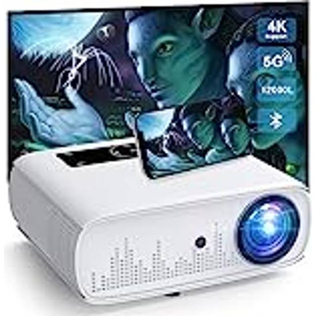 5G WiFi-projektor- 12000 Lux Native 1080P, projektor, Full HD, hemmabio, videoprojektor, 4K, Bluetooth-projektor, WLAN-projektor 350-tums skärm, kompatibel med TV-sticka, HDMI, USB, X-box, iOS/Android