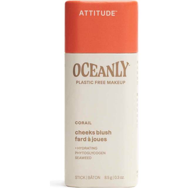 Attitude Oceanly Plastic Free Makeup fast krämrouge för torr och känslig hud Skugga Corail 8.5 g