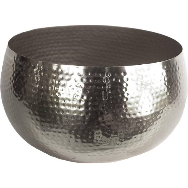 Leaf XL Metal Bowl Planter 32 x 20cm Hammered Silver Colour - Straight Edge, Silver
