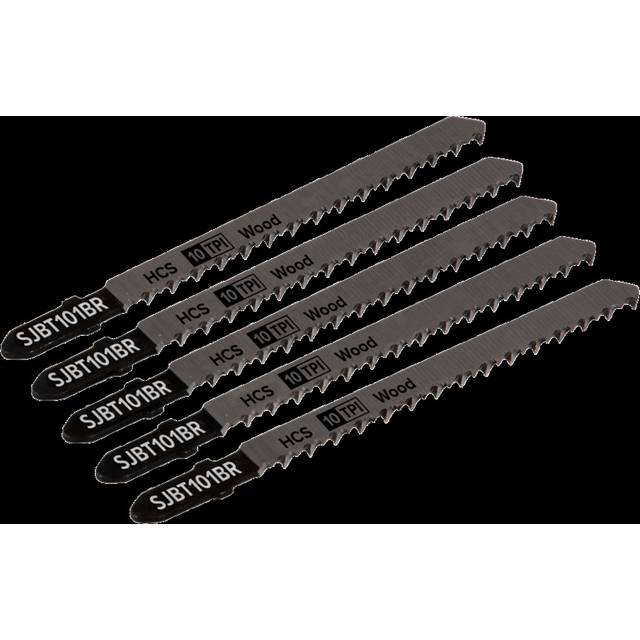 Sealey - SJBT101BR Jigsaw Blade for Hard Wood Downward Cut 100mm 10tpi - Pack of 5