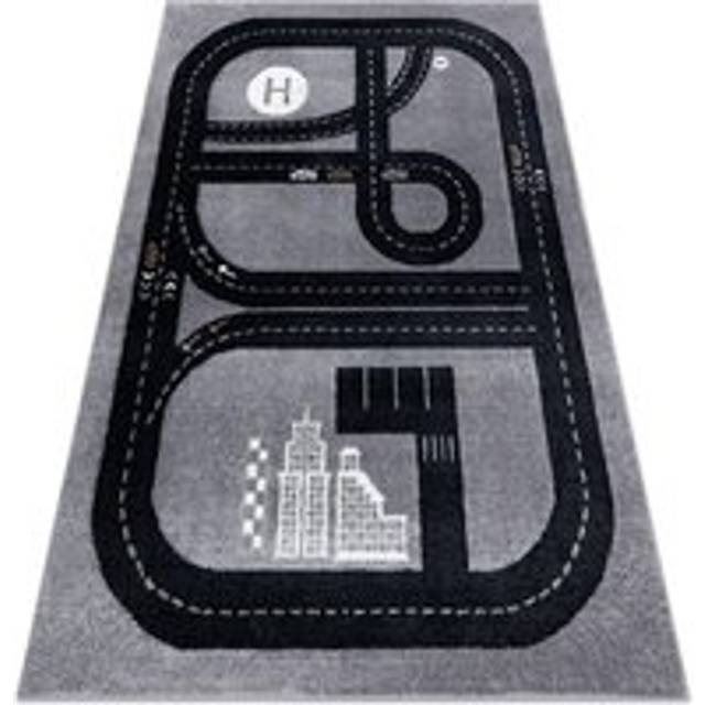 Carpet fun Track for children, street, town grey grey 200x290 cm