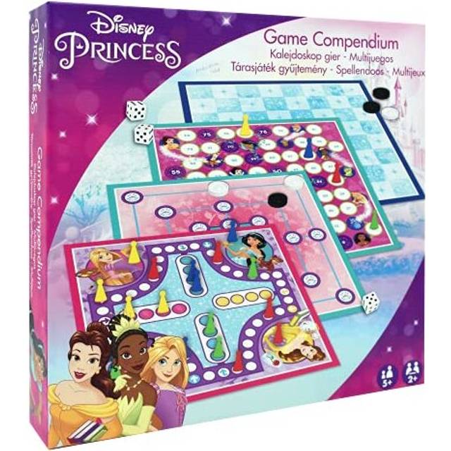 Princess Games Compendium, Enjoy 4 x Board Games, Nine Men's Morris, Draughts, Ludo, Ladders Game, Great Gift For Kids Aged 5+