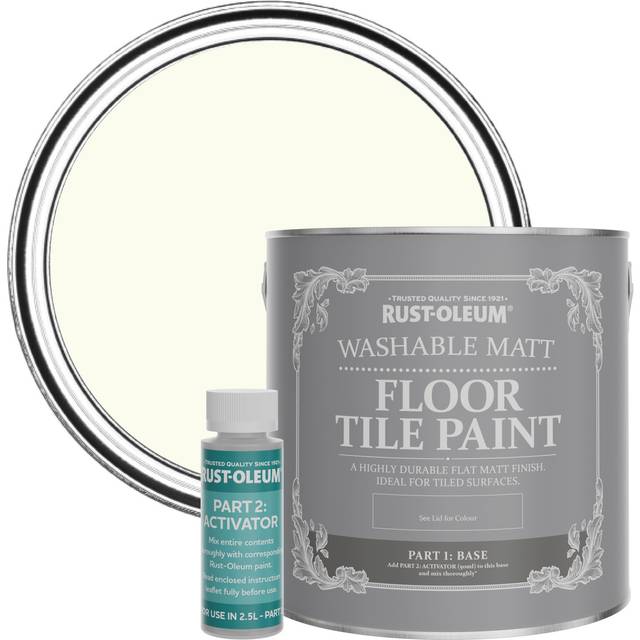 Rust-Oleum Washable Matt Floor Tile Paint - Antique White 2.5L - White