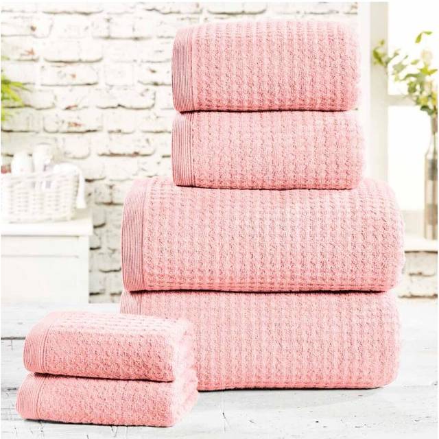 Waffle Textured Super Soft And Absorbant Towel - Dusty Pink - One Size