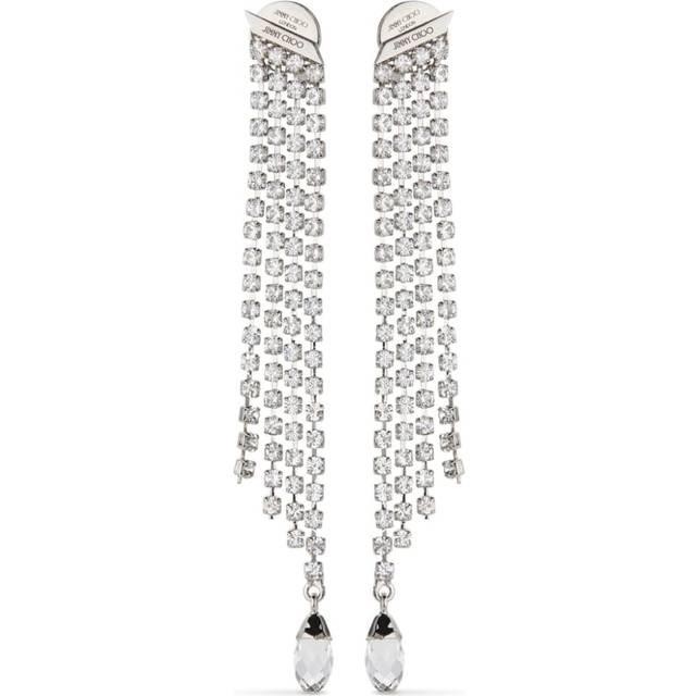 Saeda Fringe Earrings - SILVER/CRYSTAL - Jimmy Choo is a name synonymous with luxury, designing collections that promote an empowered sense of style and a daring spirit. Tracing its rich heritage to the East End of London in the early 1990s, this British brand offers an array of standout footwear and accessories characterised by stunning embellishments and intricate detailing.