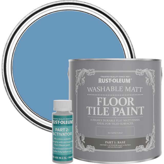 Rust-Oleum Floor Tile Paint, Matt Finish - Cornflower Blue 2.5L -