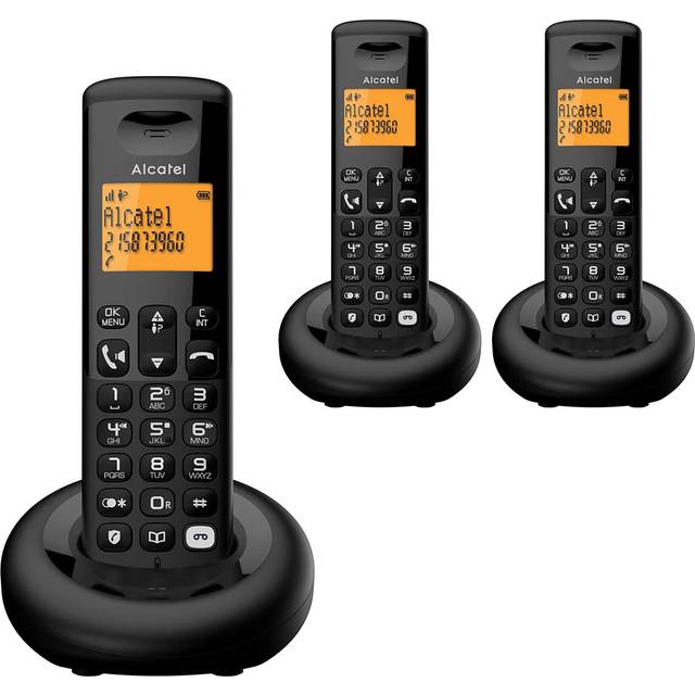 ALCATEL E260 Svoice TAM Cordless Phone - Triple Handsets, Black, Black
