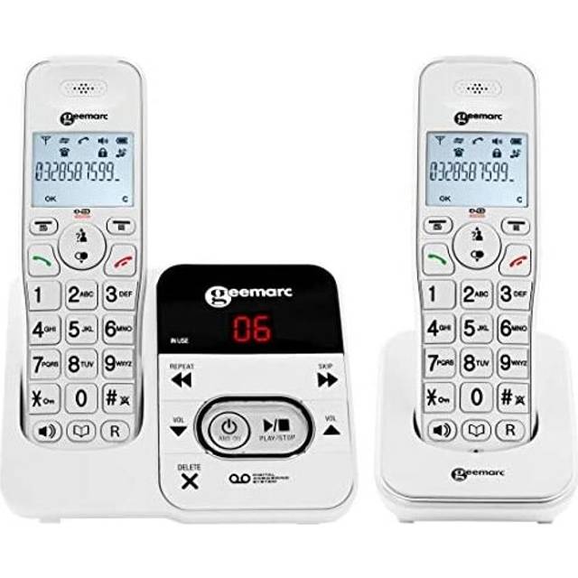 Geemarc Amplidect 295-2 Amplified (30dB) Cordless Twin Pack Telephones - Answering Machine & Caller ID - Phone for the Hard of Hearing with Loud